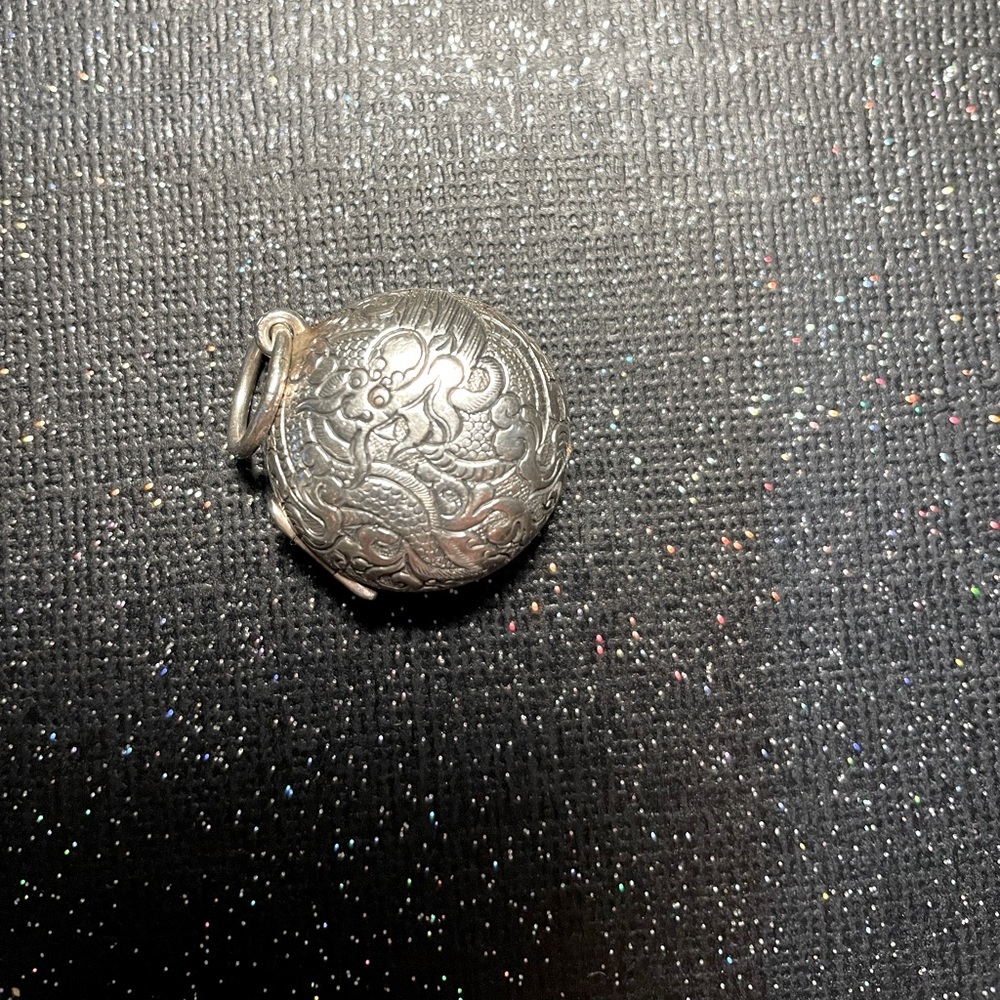 Hard to find Silpada Locket with Etched Ornate Dragon Design *Retired!